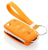 TBU car TBU car Autoschlüssel Hülle kompatibel mit VW 3 Tasten - Schutzhülle aus Silikon - Auto Schlüsselhülle Cover in Orange