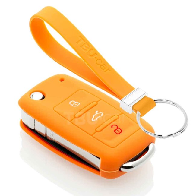 Housse de Protection clé compatible avec Volkswagen - Coque Cover Housse étui en Silicone - Orange
