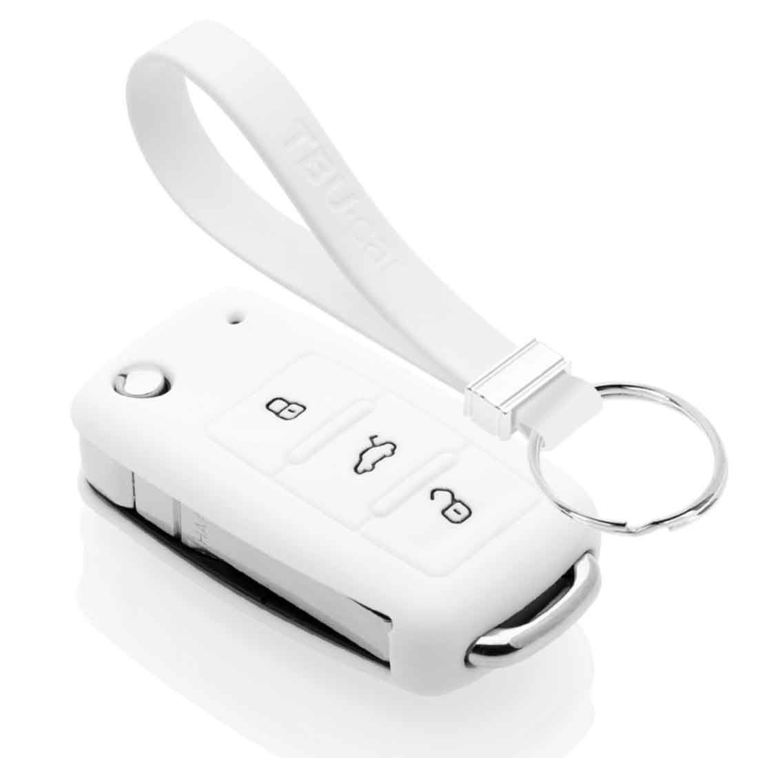 TBU car TBU car Autoschlüssel Hülle kompatibel mit VW 3 Tasten - Schutzhülle aus Silikon - Auto Schlüsselhülle Cover in Weiß