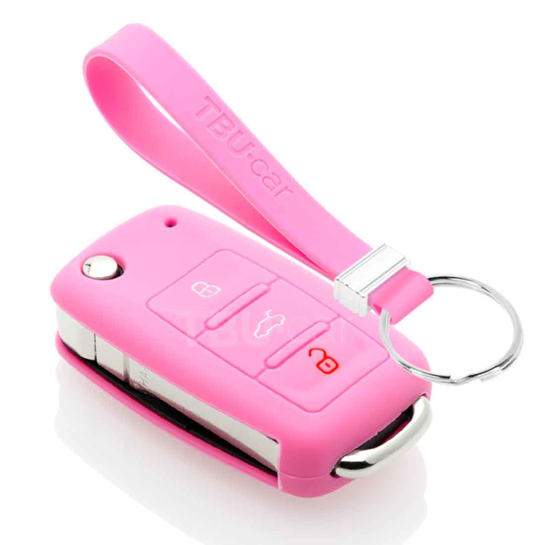 TBU car TBU car Autoschlüssel Hülle kompatibel mit VW 3 Tasten - Schutzhülle aus Silikon - Auto Schlüsselhülle Cover in Rosa