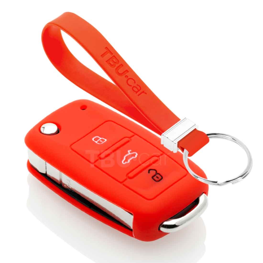 TBU car TBU car Car key cover compatible with VW - Silicone Protective Remote Key Shell - FOB Case Cover - Red