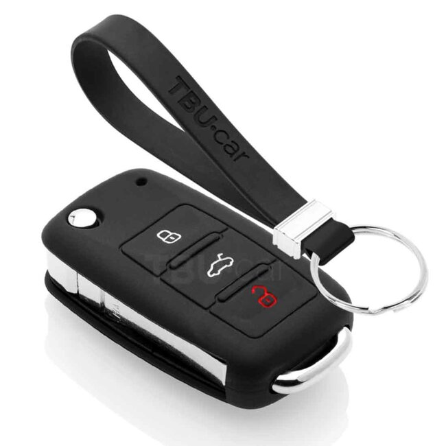Capa para chave do carro compatível com VW - Capa Protetora de Chave Remota de Silicone - Tampa Remota FOB - Preto