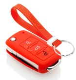 TBU car TBU car Autoschlüssel Hülle kompatibel mit Audi 3 Tasten - Schutzhülle aus Silikon - Auto Schlüsselhülle Cover in Rot