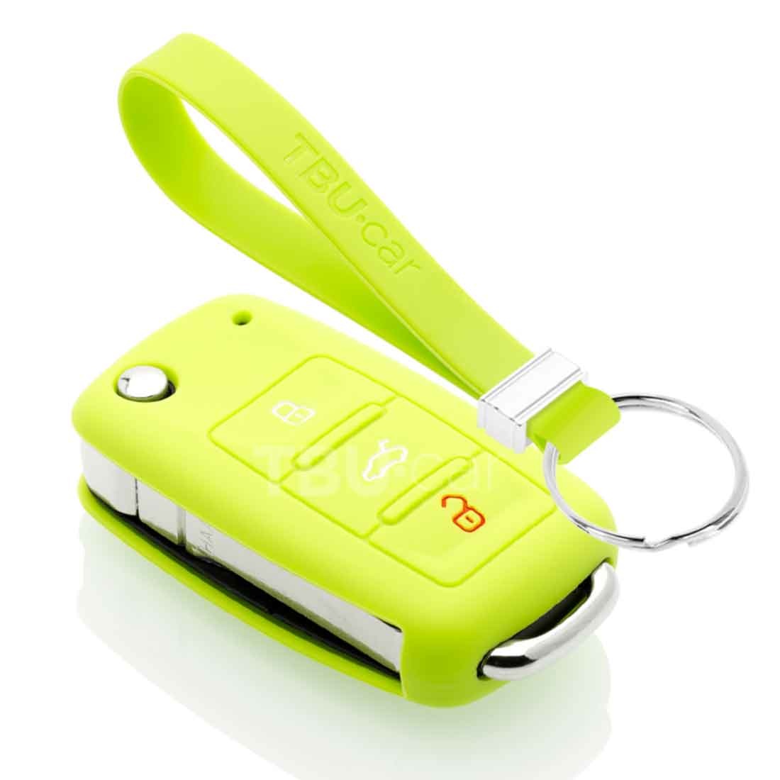 TBU car TBU car Car key cover compatible with Skoda - Silicone Protective Remote Key Shell - FOB Case Cover - Lime green