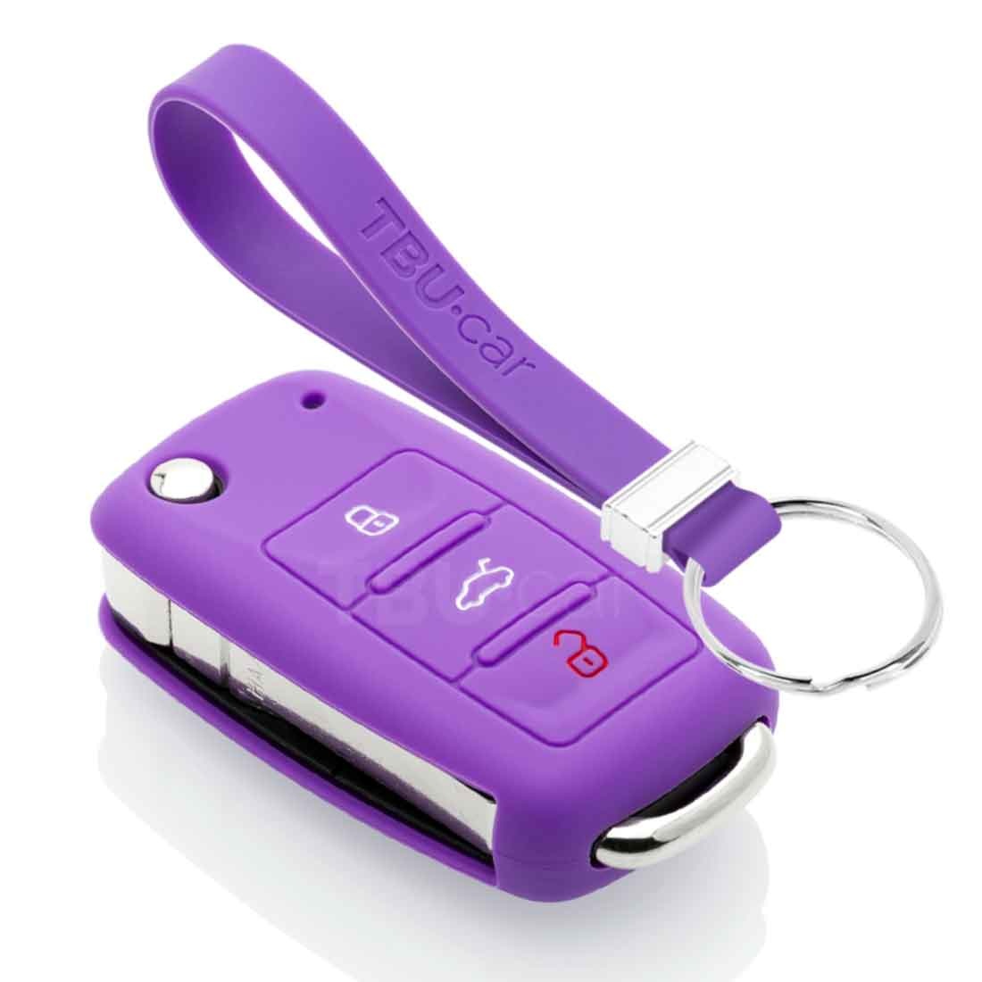 TBU car TBU car Autoschlüssel Hülle kompatibel mit Skoda 3 Tasten - Schutzhülle aus Silikon - Auto Schlüsselhülle Cover in Violett