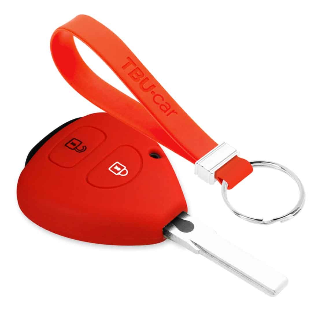 TBU car TBU car Car key cover compatible with Toyota - Silicone Protective Remote Key Shell - FOB Case Cover - Red