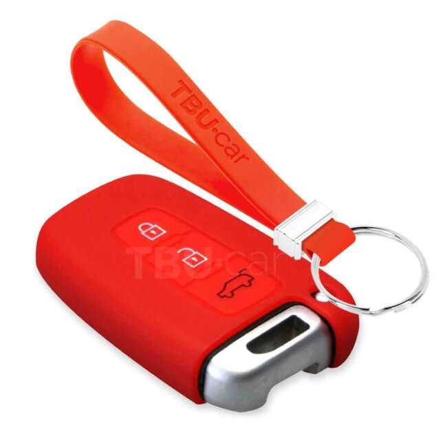 Housse de Protection clé compatible avec Hyundai - Coque Cover Housse étui en Silicone - Rouge