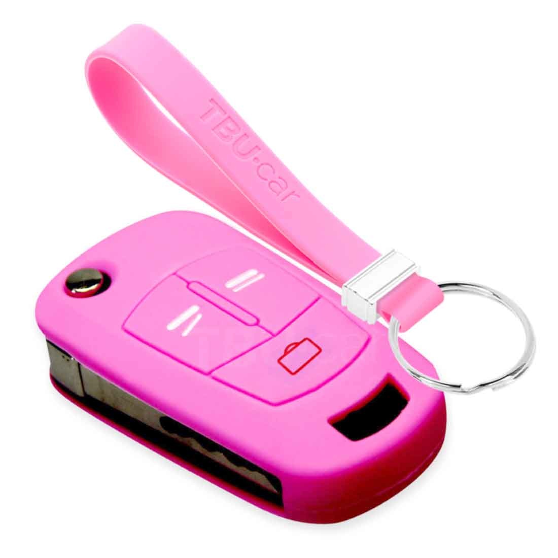 TBU car TBU car Autoschlüssel Hülle kompatibel mit Opel 3 Tasten - Schutzhülle aus Silikon - Auto Schlüsselhülle Cover in Rosa