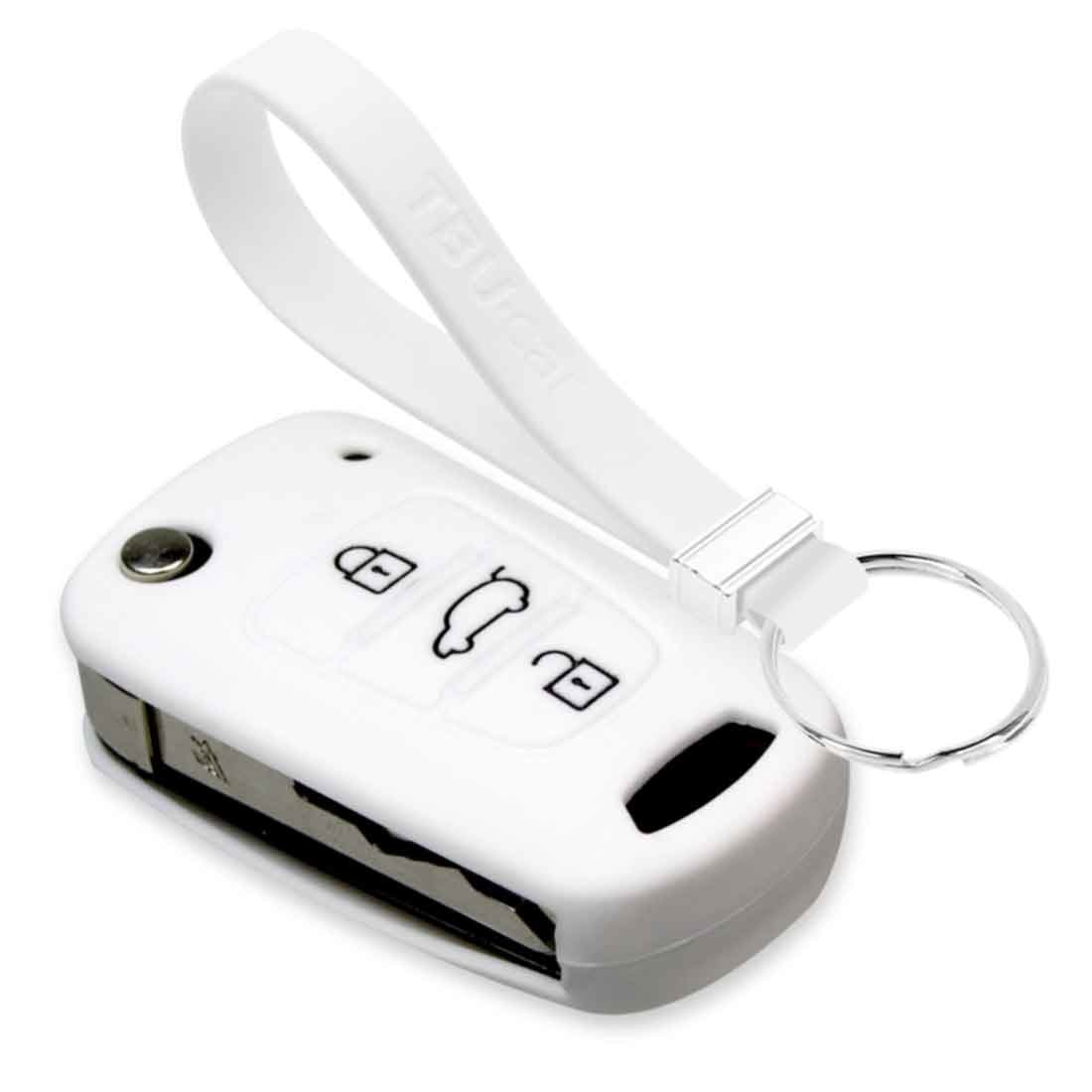 TBU car TBU car Car key cover compatible with Hyundai - Silicone Protective Remote Key Shell - FOB Case Cover - White