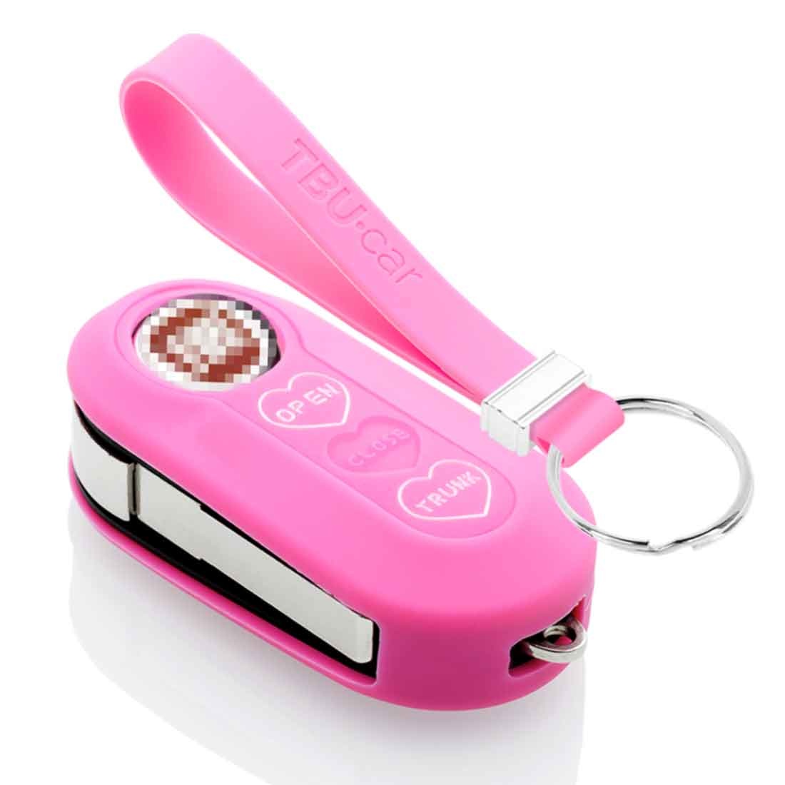 TBU car Fiat Capa Silicone Chave do carro - Capa protetora - Tampa remota FOB - Rosa (Hearts)