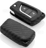TBU car TBU car Autoschlüssel Hülle kompatibel mit Peugeot 3 Tasten - Schutzhülle aus Silikon - Auto Schlüsselhülle Cover in Carbon