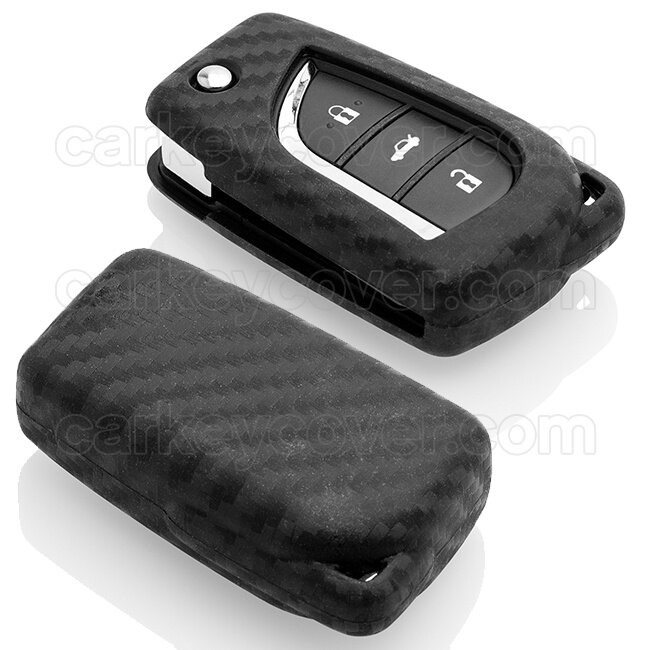 TBU car Sleutel cover compatibel met Peugeot - Silicone sleutelhoesje - beschermhoesje autosleutel - Carbon