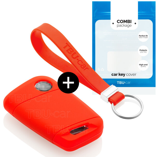 Autoschlüssel Hülle kompatibel mit Seat 3 Tasten (Keyless Entry) - Schutzhülle aus Silikon - Auto Schlüsselhülle Cover in Rot