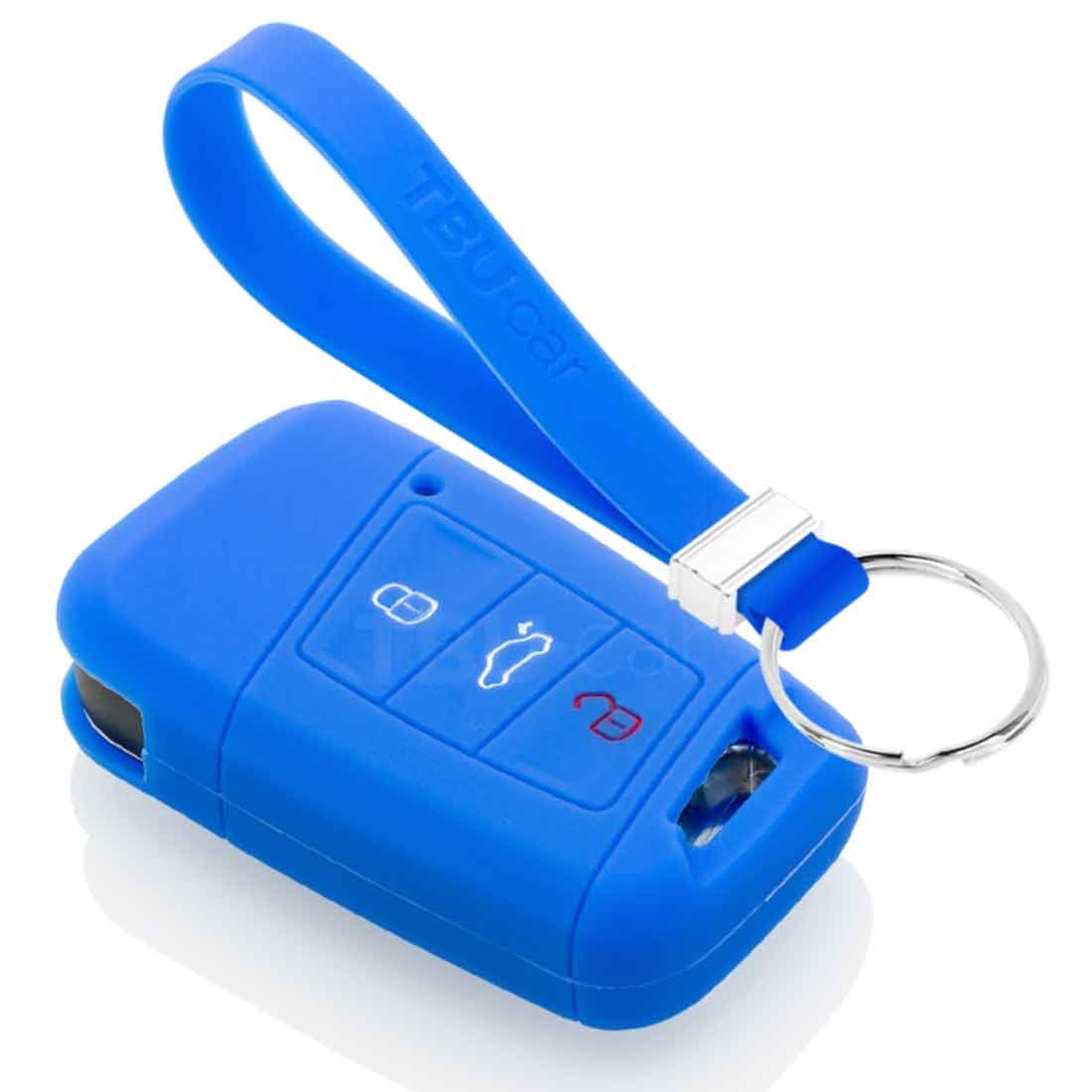 Custodia Portachiavi Auto In Pelle Bovina Con Blocco RFID | Borsetta Protettiva Per Telecomando, Con Cerniera, Adatta Anche Per Carte E Monete - Blu