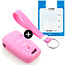 Car key cover compatible with Skoda - Silicone Protective Remote Key Shell - FOB Case Cover - Pink