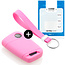 Car key cover compatible with Skoda - Silicone Protective Remote Key Shell - FOB Case Cover - Pink
