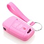 Car key cover compatible with Skoda - Silicone Protective Remote Key Shell - FOB Case Cover - Pink