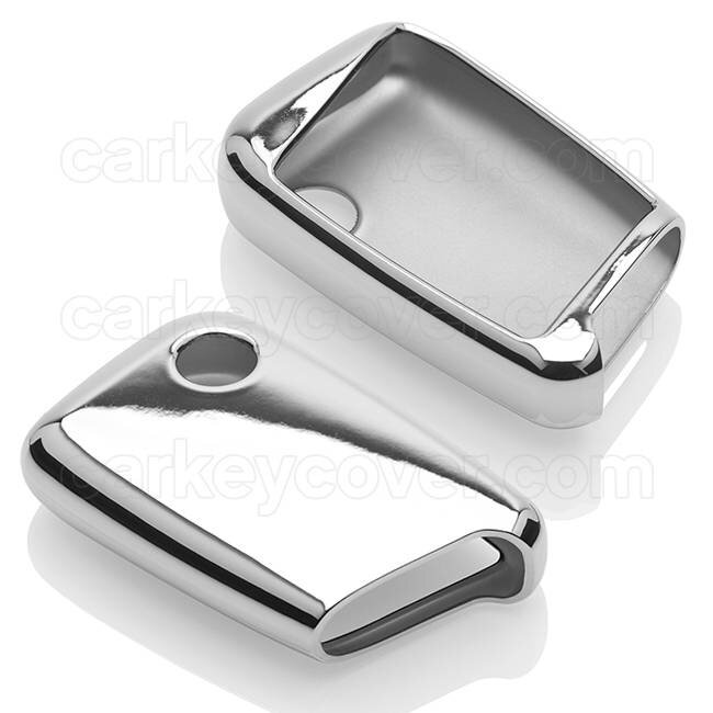 Car key cover compatible with Skoda - TPU Protective Remote Key Shell - FOB Case Cover - Chrome