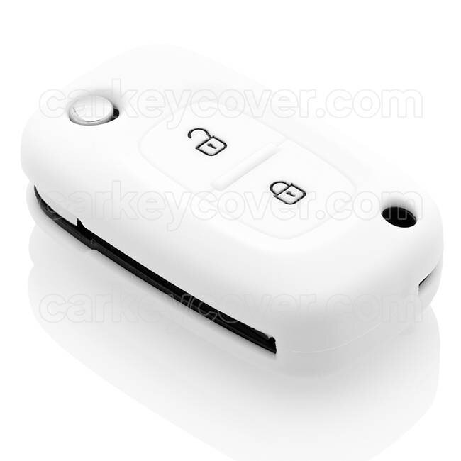 Housse de Protection clé compatible avec Renault - Coque Cover Housse étui en Silicone - Blanc