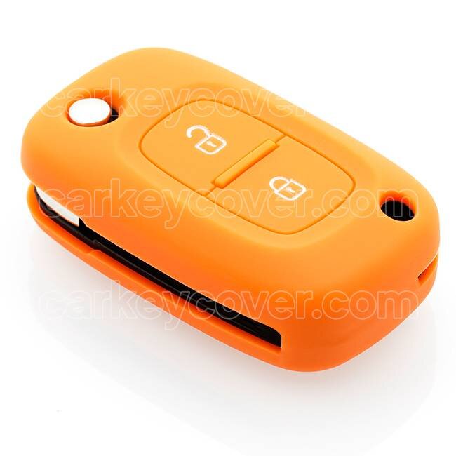 Sleutel cover compatibel met Renault - Silicone sleutelhoesje - beschermhoesje autosleutel - Oranje
