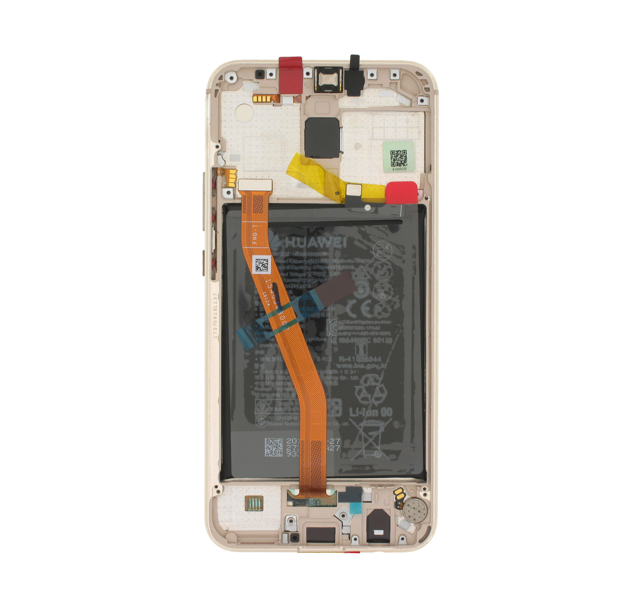 Huawei 20 lite Display, Gold, Battery HB386589ECW, 02352DKN;02352DFP;02352GTV Parts4GSM