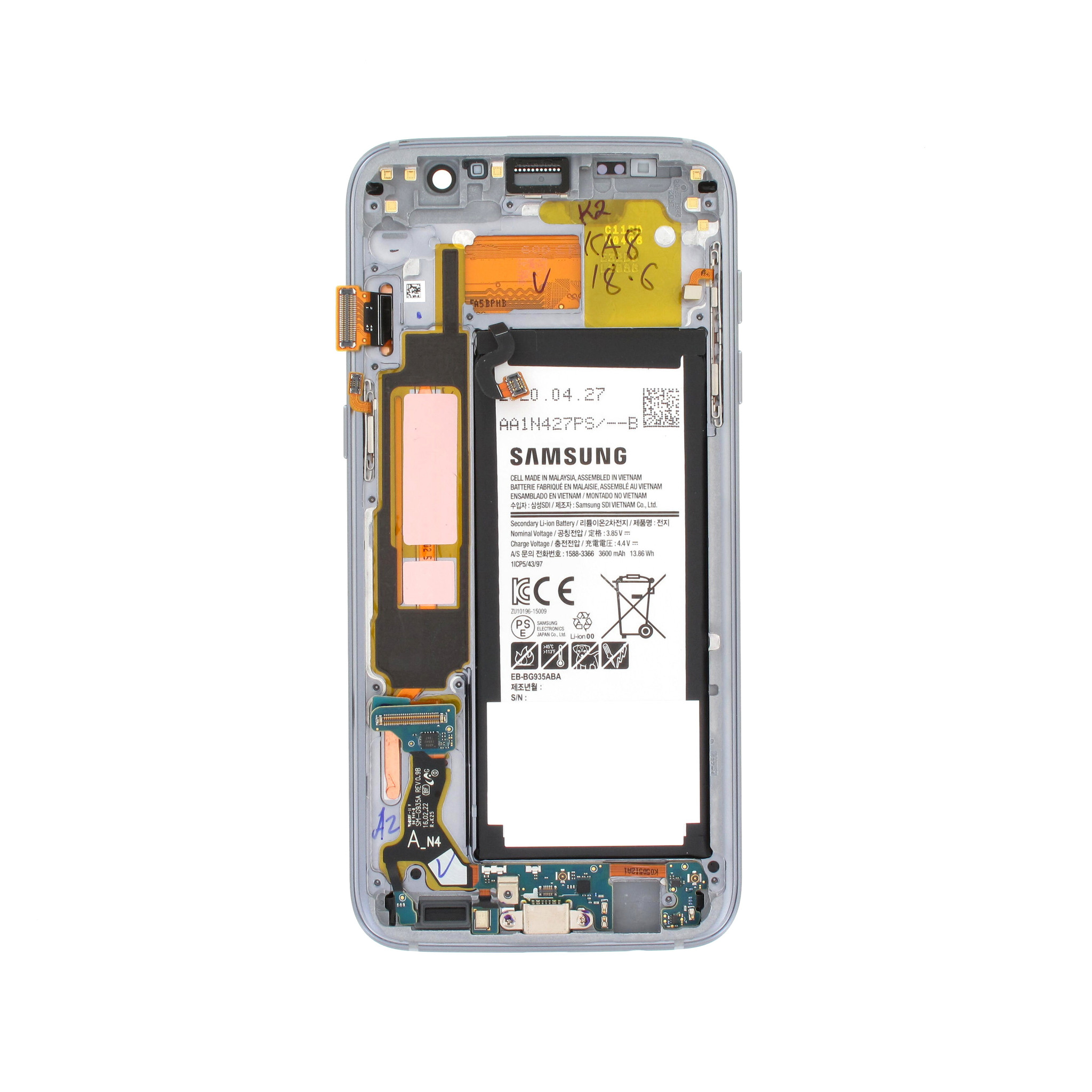 Galaxy S7 Edge Display + Batterij, Zwart, - Parts4GSM