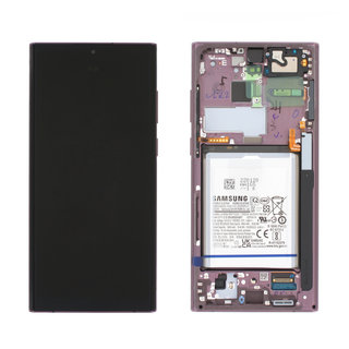 Samsung Galaxy S22 Ultra 5G Display + Batterij, Burgundy/Paars/Roze, GH82-27487B