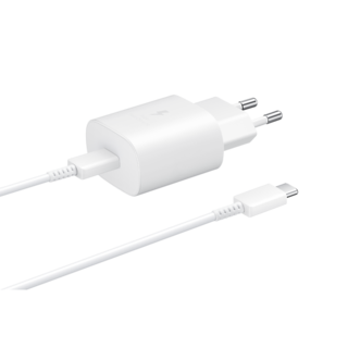 Samsung USB-C Oplader + USB-C naar USB-C Kabel, Wit, 25W (EP-TA800XWEGWW) | Blisterverpakking