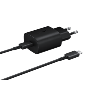 Samsung USB-C Charger + USB-C to USB-C Kabel, Black, 25W (EP-TA800XBEGWW) | Blister Packaging
