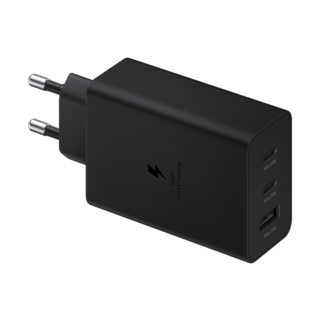 Samsung Trio Oplader Met 3 USB Poorten (USB-C + USB-C + USB-A), EP-T6530NBEGEU, 65W/25W/15W, Zwart, Blisterverpakking, 8806092673885;EP-T6530NBEGEU