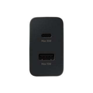 Samsung Duo-Ladegerät mit 2x USB-Anschlüssen (USB-C + USB-A), EP-TA220NBEGEU, 35W/15W, Schwarz, Blisterverpackung, 8806092265585;EP-TA220NBEGEU