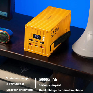 Wopow Power Bank with 6 USB Ports (2x USB-C and 4x USB-A), PD35, 50.000mah, 22.5W, Orange, 6933185721979