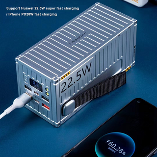 Wopow Powerbank mit 6 USB-Ports (2× USB-C + 4x USB-A), PD35, 50.000mah, 22.5W, Silber, 6933185721962