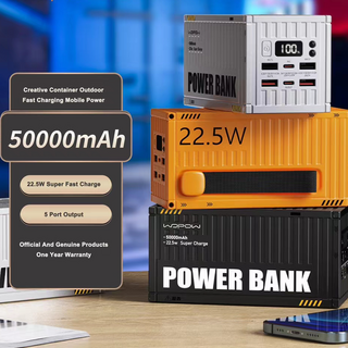 Wopow Powerbank mit 6 USB-Ports (2× USB-C + 4x USB-A), PD35, 50.000mah, 22.5W, Schwarz, 6933185721955