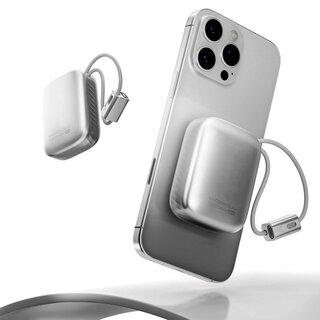 Wopow Powerbank mit integrierten USB-C & Lightning Kabeln + USB-A & USB-C Ports, SQ79, 10.000mah, 35W, Lila, 6933185738304