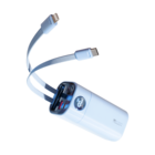 Wopow Powerbank met ingebouwde USB-C & Lightning kabels + USB-A & USB-C poorten, SQ78, 20.000mah, 35W, Blauw, 6979180930022