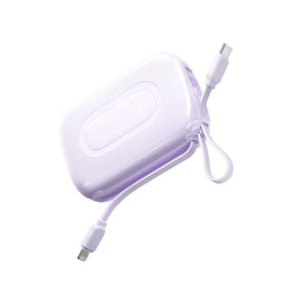 Wopow Power Bank with Built-in USB-C & Lightning Cable, SQ73A, 20.000mah, 22.5W, Purple, 6933185740017