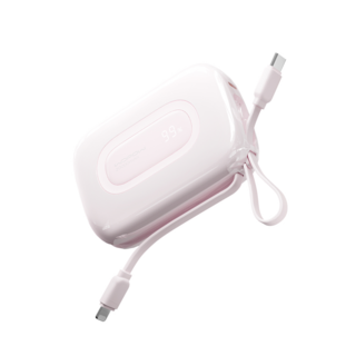 Wopow Powerbank met ingebouwde USB-C & Lightning Kabels, SQ73, 20.000mah, 22.5W, Roze, 6933185740000