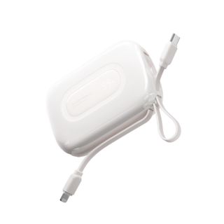 Wopow Powerbank met ingebouwde USB-C & Lightning Kabels, SQ73, 20.000mah, 22.5W, Wit, 6933185739998