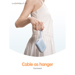 Wopow Powerbank met ingebouwde USB-C & Lightning Kabels, SQ73, 20.000mah, 22.5W, Wit, 6933185739998