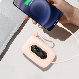 Wopow Powerbank met ingebouwde USB-C & Lightning Kabels, SQ27, 10.000mah, 22.5W, Wit, 6933185721788