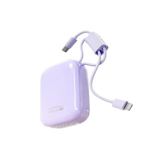 Wopow Powerbank mit integrierten USB-C & Lightning Kabeln + USB-A & USB-C Ports, SQ79, 10.000mah, 35W, Lila, 6933185738304
