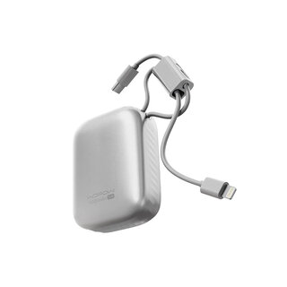 Wopow Power Bank with Built-in USB-C & Lightning Cables + USB-A & USB-C Ports, SQ79, 10.000mah, 35W, Silver, 6933185738311