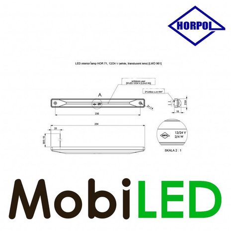 HORPOL Éclairage intérieur opale 12-24 volts blanc HORPOL Éclairage intérieur opale 12-24 volts blanc