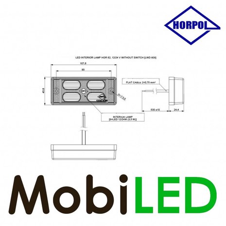 HORPOL Éclairage intérieur opale 12-24 volts blanc sans interrupteur HORPOL Éclairage intérieur opale 12-24 volts blanc sans interrupteur