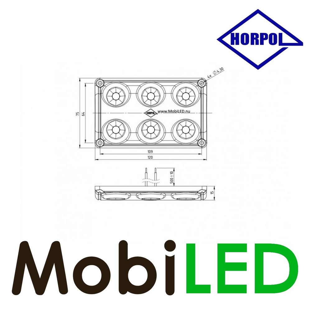 HORPOL Éclairage intérieur noir sans interrupteur 12-24 volts HORPOL Éclairage intérieur noir sans interrupteur 12-24 volts