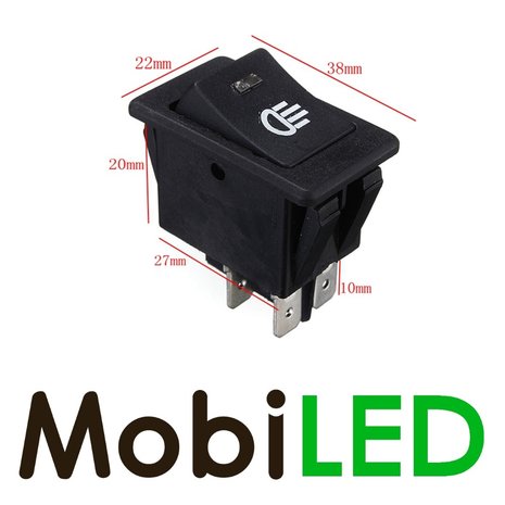 Wipschakelaar led geel 35 ampère 12 volt Wipschakelaar led geel 35 ampère 12 volt