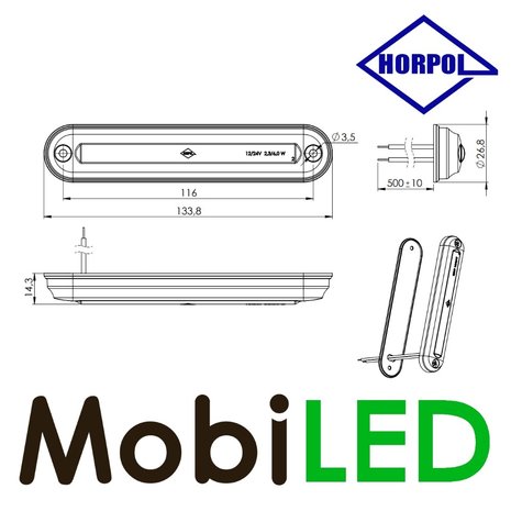 HORPOL Interieurverlichting opaal wit 12-24 volt zonder schakelaar HORPOL Interieurverlichting opaal wit 12-24 volt zonder schakelaar