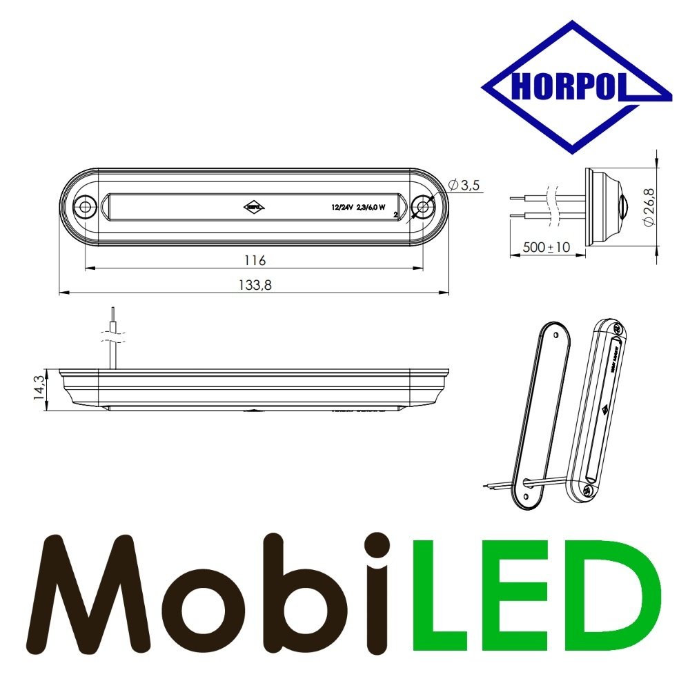 HORPOL Interior lighting opal blue 12-24 volts without switch HORPOL Interior lighting opal blue 12-24 volts without switch