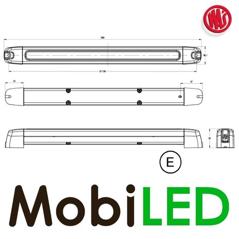 WAS NEON look Tiltable long brake light 12-24 volts WAS NEON look Tiltable long brake light 12-24 volts